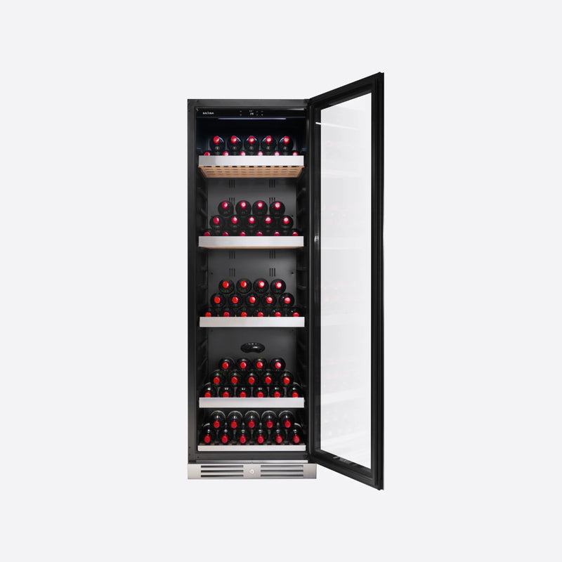 Kadeka KN168EWT 196 Bottles Wine Chiller Steel Series with 5 Wooden Shelves Glass Door