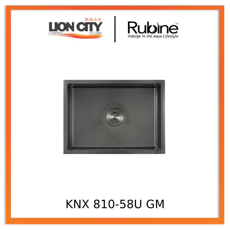 Rubine 3½” Basket Waste and Bottle-Trap Kitchen Sink KNX 810-58U GM