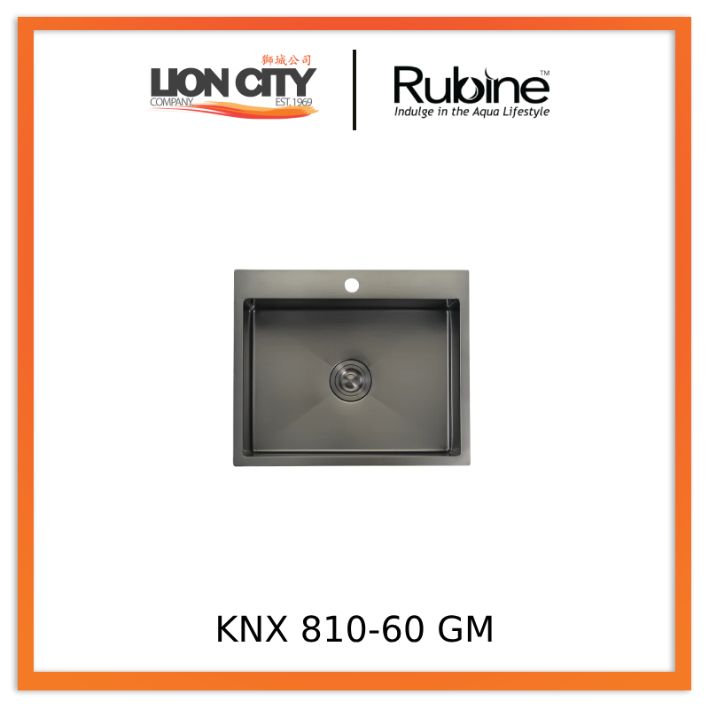 Rubine 3½” Basket Waste and Bottle-Trap Kitchen Sink KNX 810-60 GM - Lion City Company
