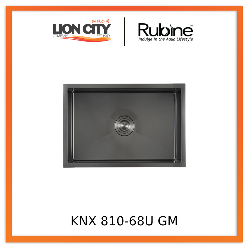 Rubine 3½” Basket Waste and Bottle-Trap Kitchen Sink KNX 810-68U GM