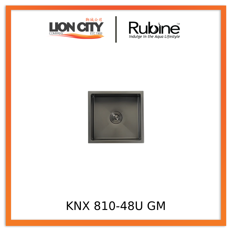 Rubine 3½” Basket Waste and Bottle-Trap Kitchen Sink KNX 810-48U GM