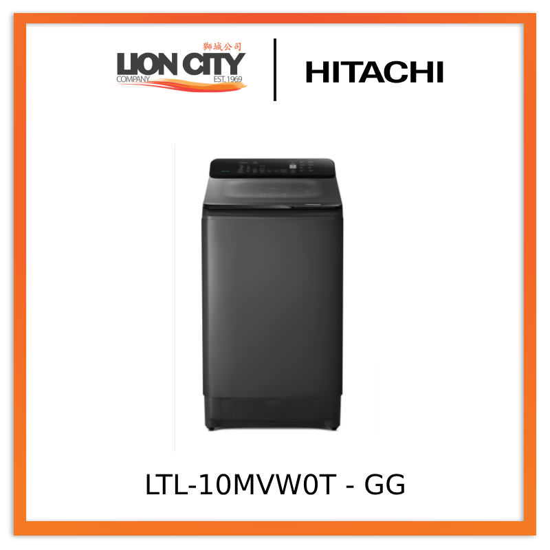 Hitachi LTL-10MVW0T-GG 10KG Top Load Washer Dual Waterfall