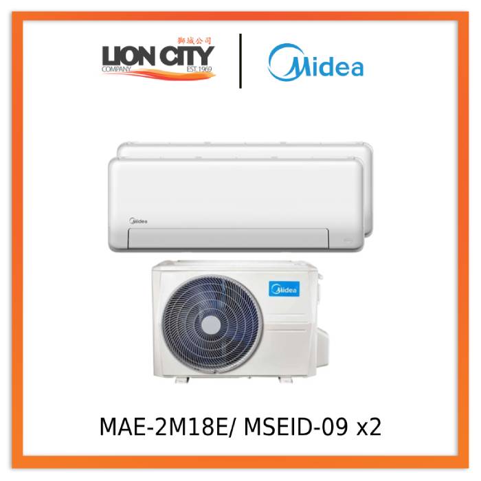 Midea MAE-2M18E/ MSEID-09 x2 System 2 Aircon (9k X2)