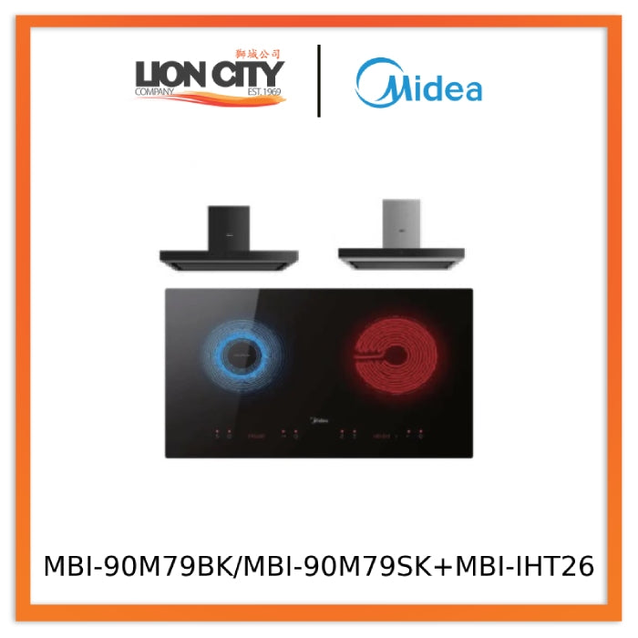 Midea MBI-90M79BK / MBI-90M79SK Chimney Hood + MBI-IHT261 Ceramic Built-in Induction Hob