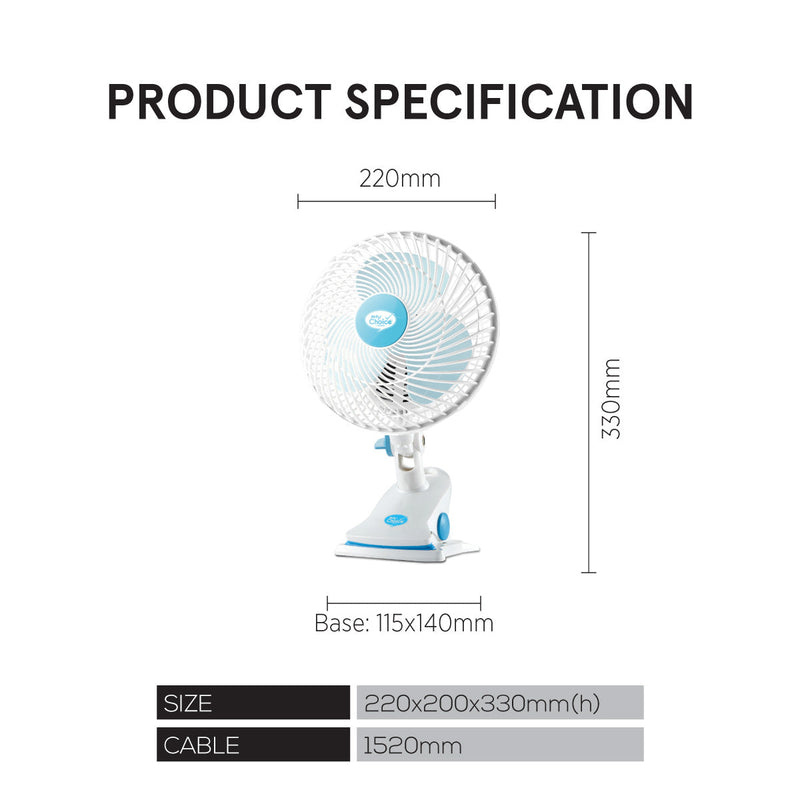 My Choice 7" 3-in-1 Clip Table Wall Fan MC202A