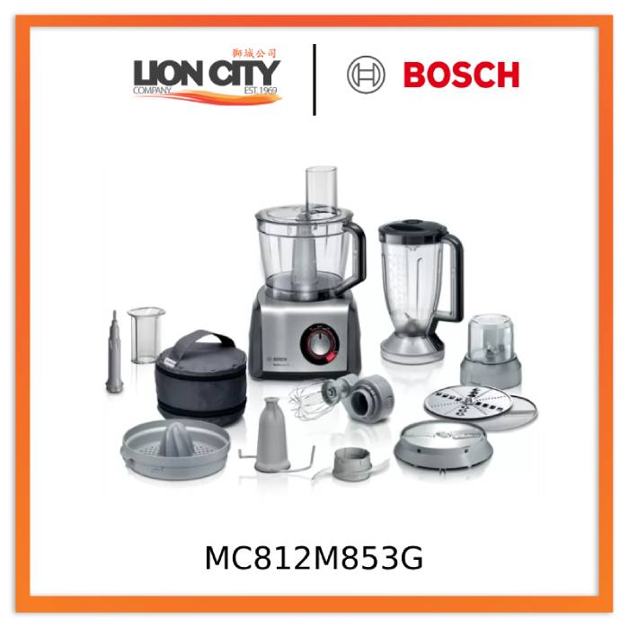 Bosch MC812M853G Food processor MultiTalent 8 1250 W Black, Brushed stainless steel