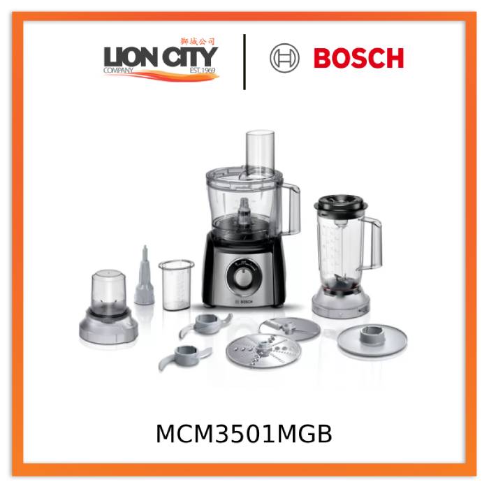 Bosch MCM3501MGB Food processor MultiTalent 3800 W Black, Brushed stainless steel