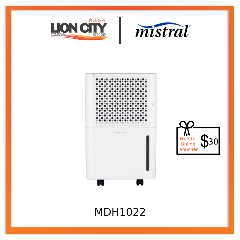 Mistral MDH1022 10L Dehumidifier with Ionizer and UV * Free $30 LC Online Voucher