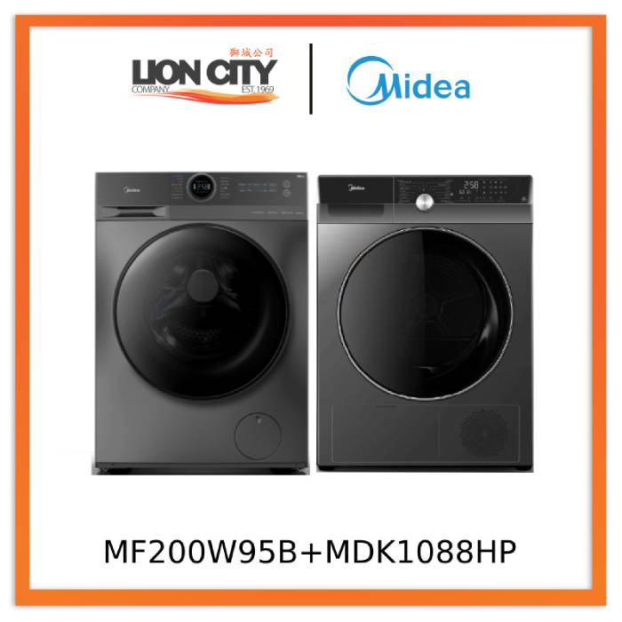 MF200W95B Front Load Washer (9.5KG) + MDK1088HP Heat Pump Dryer (10KG) WITH Free Stacking Kit