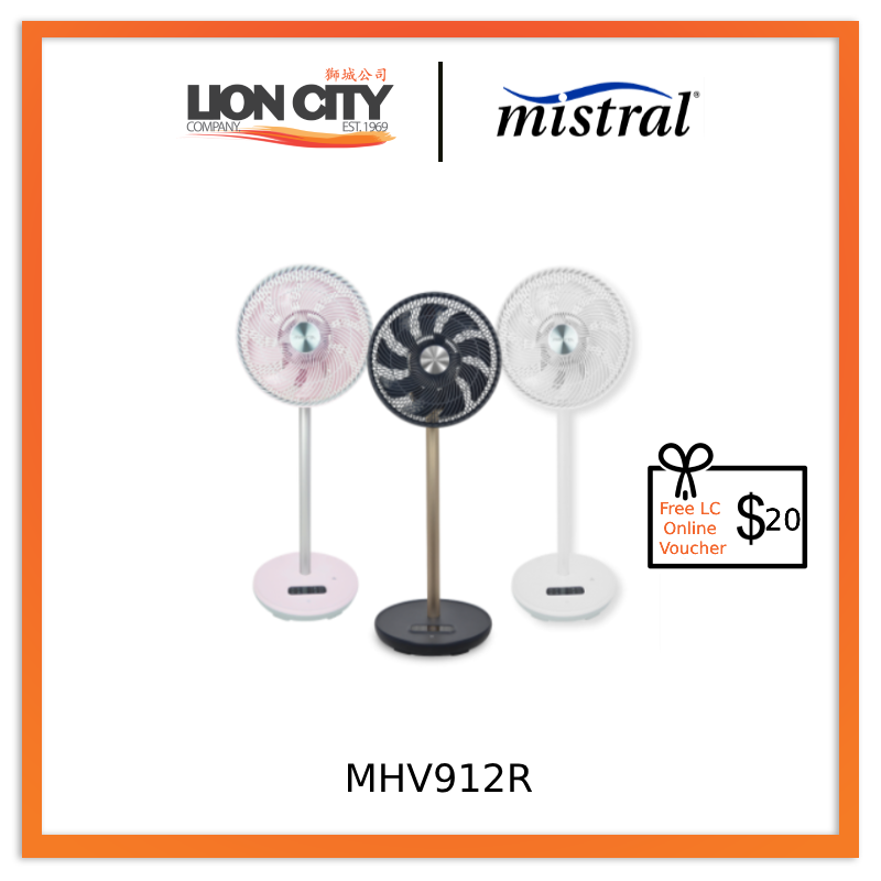 Mistral 12" High Velocity Stand Fan with Remote Control MHV912R - Lion City Company