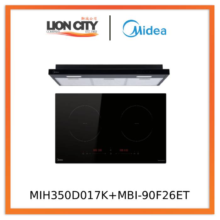 Midea MIH350D017K Induction 2 Zone Hob + Midea MBI-90F26ET Hood