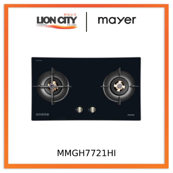 Mayer MMGH7721HI 76cm 2 Burner Glass Gas Hob