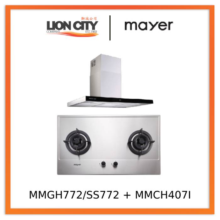 Mayer MMGH772/SS772 Built-In Gas Hob + MMCH407I 90cm Chimney Hood