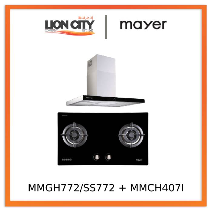 Mayer MMGH772/SS772 Built-In Gas Hob + MMCH407I 90cm Chimney Hood