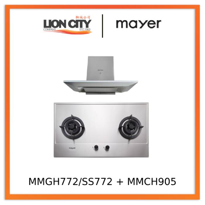 Mayer MMGH772/SS772 Built-In Gas Hob + MMCH905 90cm Chimney Hood