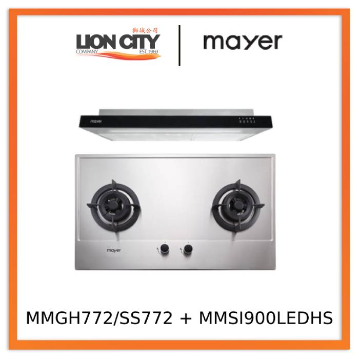 Mayer MMGH772/SS772 Built-In Gas Hob + MMSI900LEDHS 90cm Semi-integrated Slimline Hood