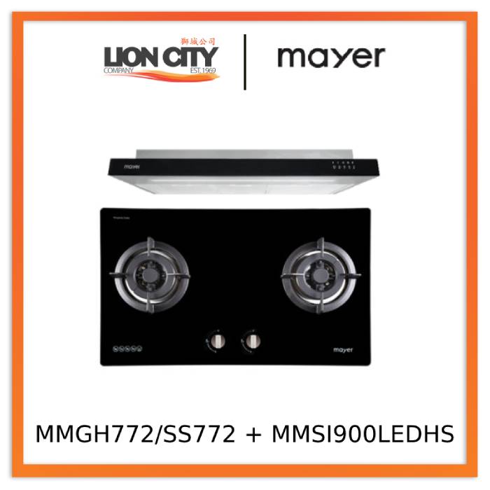 Mayer MMGH772/SS772 Built-In Gas Hob + MMSI900LEDHS 90cm Semi-integrated Slimline Hood