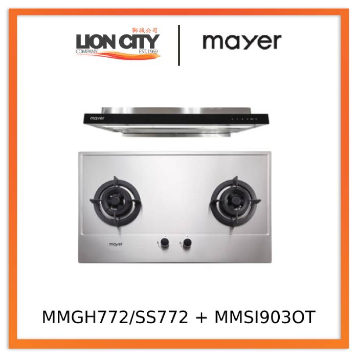 Mayer MMGH772/SS772 Built-In Gas Hob + MMSI903OT 90 Cm Semi-integrated Hood With Oil Tray