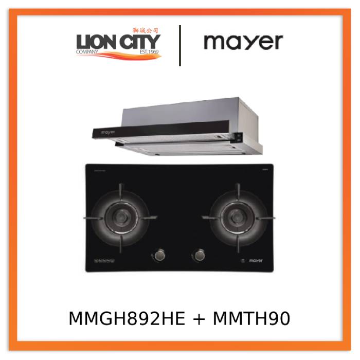 Mayer MMGH892HE 86cm 2 Burner Gas Hob + MMTH90 Telescopic Hood