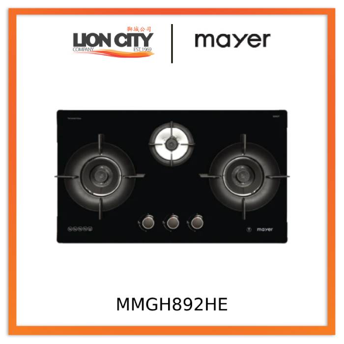 MAYER MMSI900LEDHS 90cm Semi-integrated Slimline Hood + Mayer MMGH892HE 86cm 2 Burner Gas Hob