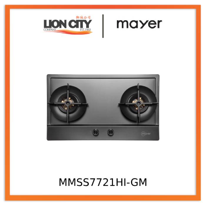 Mayer MMSS7721HI-GM 76cm 2 Burner Stainless Steel (Gun Metal Finishing) Gas Hob - Rotguss