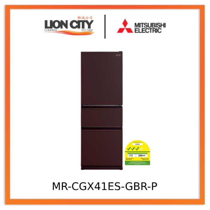 Mitsubishi MR-CGX41ES-GWH-P/GBR-P 266l 3-Door Fridge