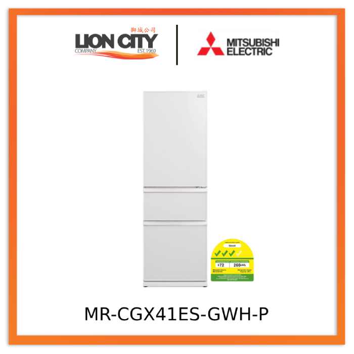 Mitsubishi MR-CGX41ES-GWH-P/GBR-P 266l 3-Door Fridge