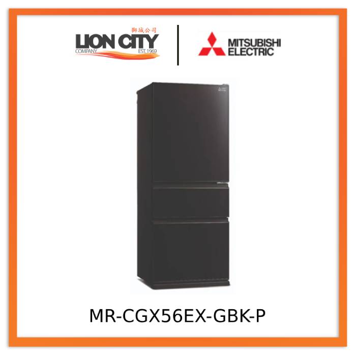Mitsubishi Electric MR-CGX56EX-GWH-P/GBK-P 450L 3-Door Fridge
