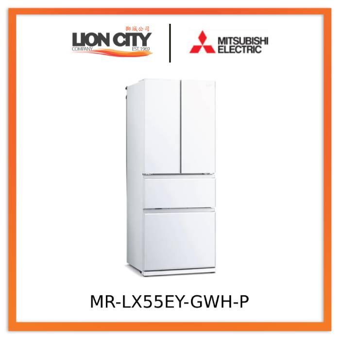 Mitsubishi Electric MR-LX55EY-GDS-P/GBK-P/GWH-P 442L 4-Door Fridge