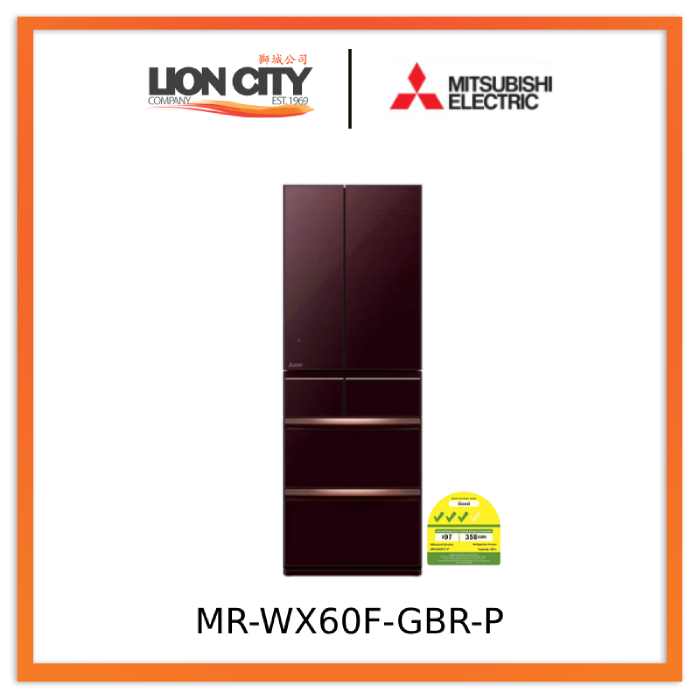 Mitsubishi MR-WX60F-GF-P/GBR-P/GWH-P 628L 6 Door Fridge ( 3 Ticks)