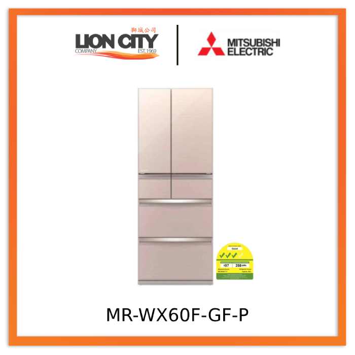 Mitsubishi MR-WX60F-GF-P/GBR-P/GWH-P 628L 6 Door Fridge ( 3 Ticks)