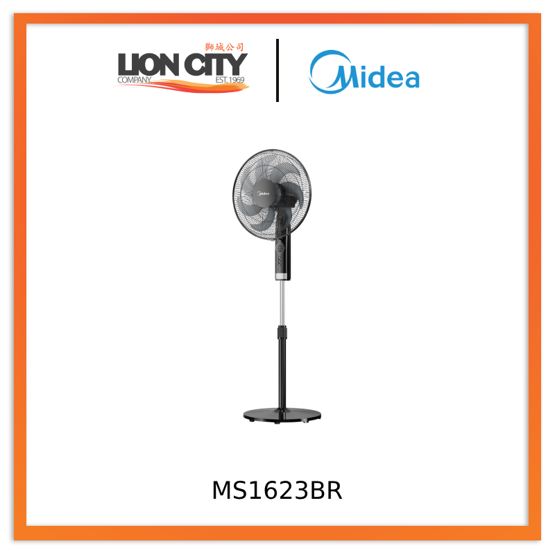 Midea MS1623BR Black Oscillation Stand Fan Launch Memo, 16 Inches