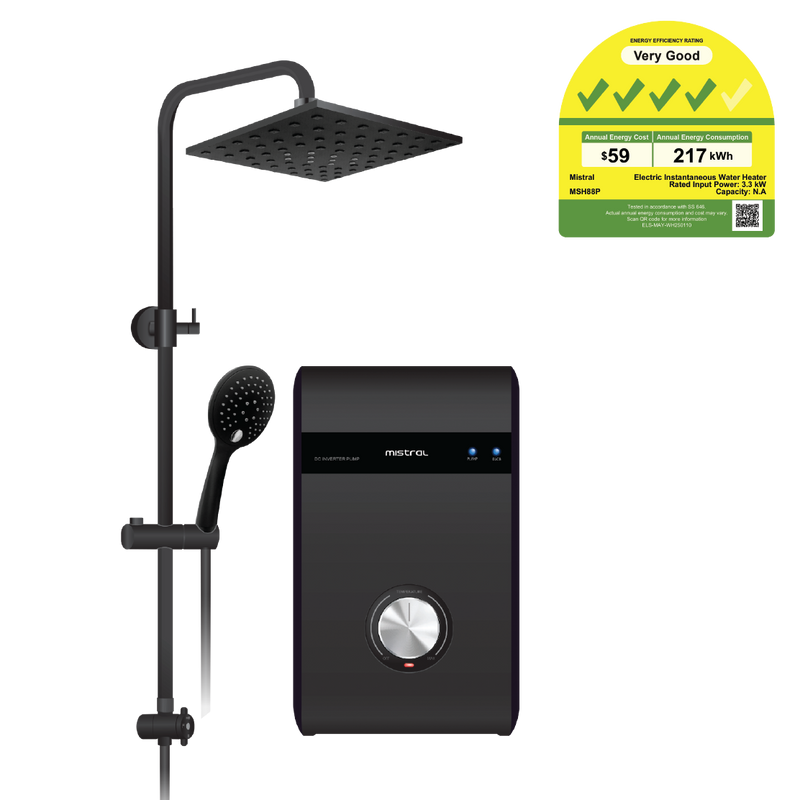 Mistral Instant Shower Heater with DC Pump MSH88MB