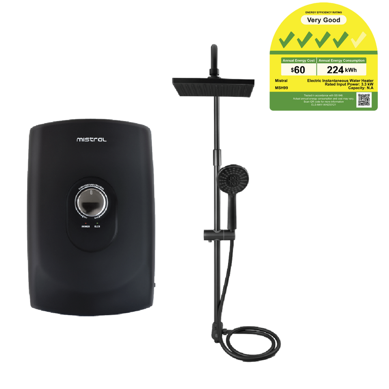 Mistral Instant Shower Heater with Rain Shower MSH99