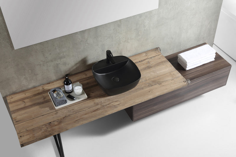 Rubine SQ 42M-BK 42cm Countertop Ceramic Basin Matte Black