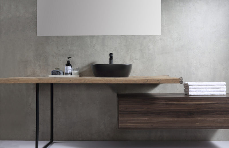 Rubine SQ 42M-BK 42cm Countertop Ceramic Basin Matte Black