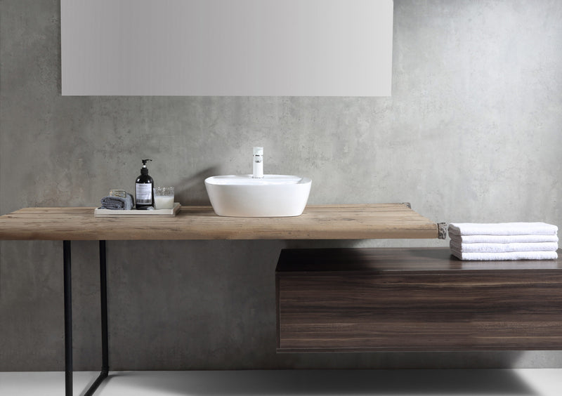 Rubine SQ 42M 42cm Countertop Ceramic Basin Gloss White