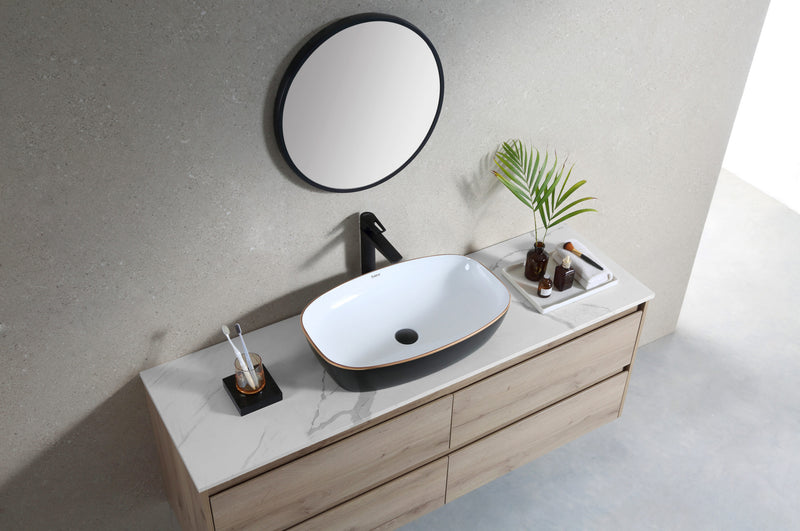 Rubine QTRO 50-BW Ceramic Basin Matte Black/White