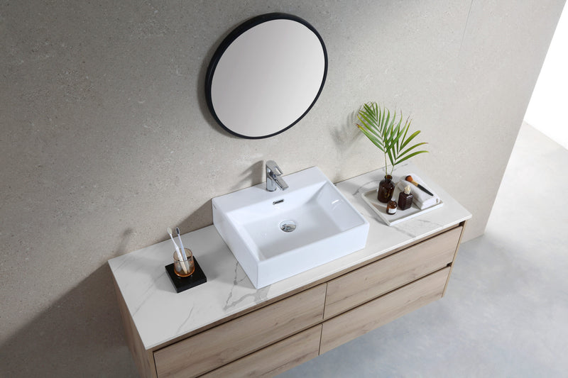 Rubine VENTO 50M 50cm Wall-Hung Ceramic Basin Gloss White
