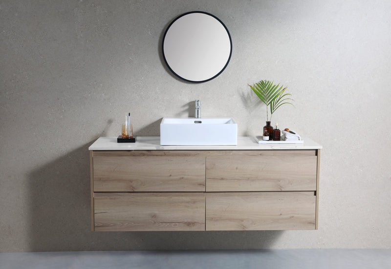 Rubine VENTO 50M 50cm Wall-Hung Ceramic Basin Gloss White