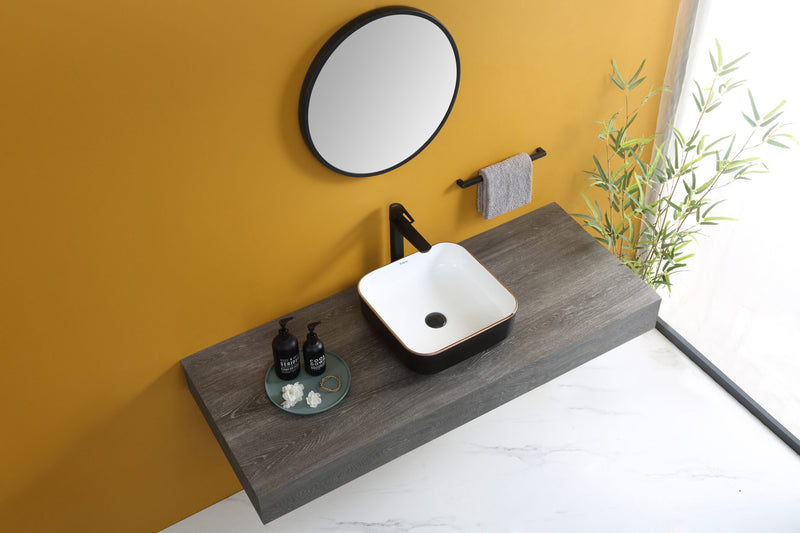 Rubine SQ 40-BW Ceramic Basin Matte Black/White