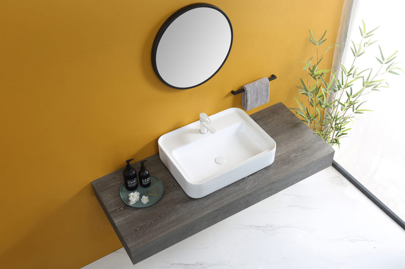Rubine QTRO 60M 60cm Countertop Ceramic Basin Gloss White