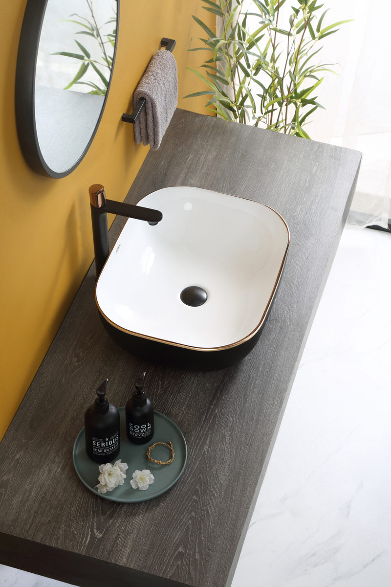 Rubine EVEA 50-BW Ceramic Basin Matte Black/White