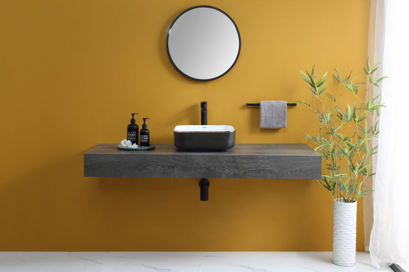 Rubine SQ 40-BW Ceramic Basin Matte Black/White
