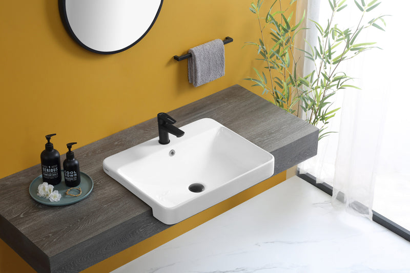 Rubine RIFF 59M 59cm Semi-Recessed Ceramic Basin Gloss White