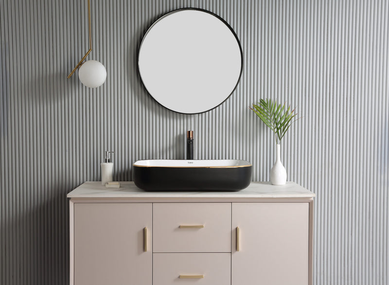 Rubine EVEA 60-BW 60cm Countertop Ceramic Basin Matte Black / White