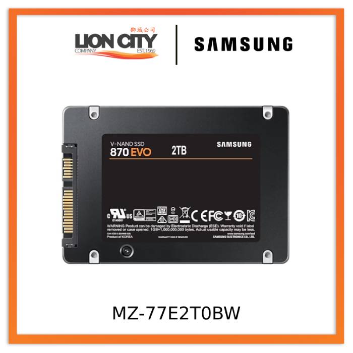 Samsung MZ-77E2T0BW 870 EVO SATA III 6.35cm (2.5") SSD 2TB