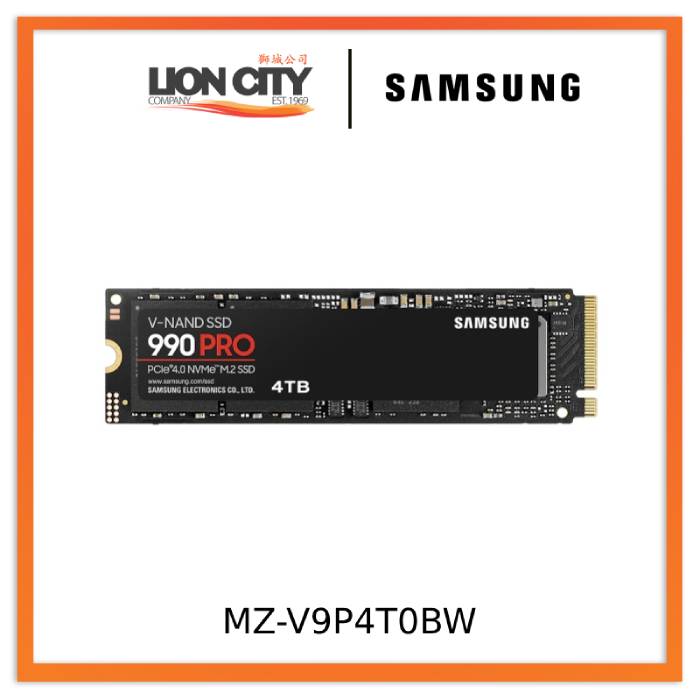 Samsung MZ-V9P4T0BW 990 PRO PCIe 4.0 NVMe M.2 SSD 4TB