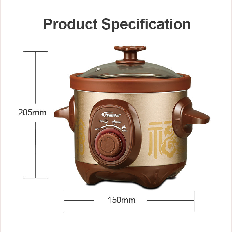 PowerPac 1.5L Slow Cooker with Ceramic Pot PPSC15