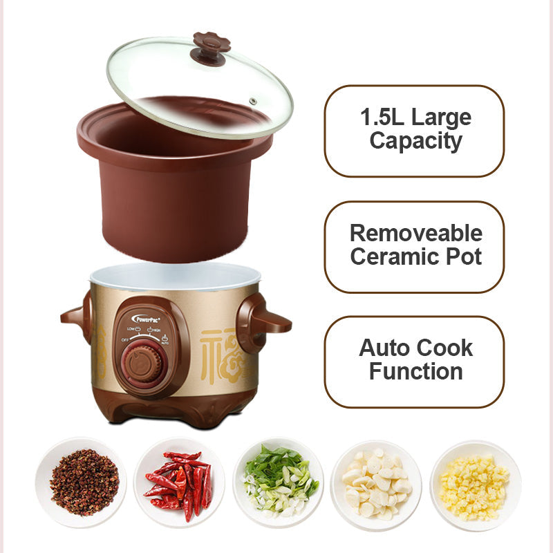 PowerPac 1.5L Slow Cooker with Ceramic Pot PPSC15